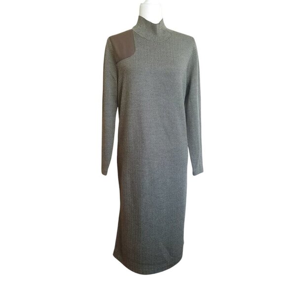 Lauren Ralph Lauren Faux Leather Trim 100% Merino Wool Sweaterdress Sz. 1X - Picture 8 of 16